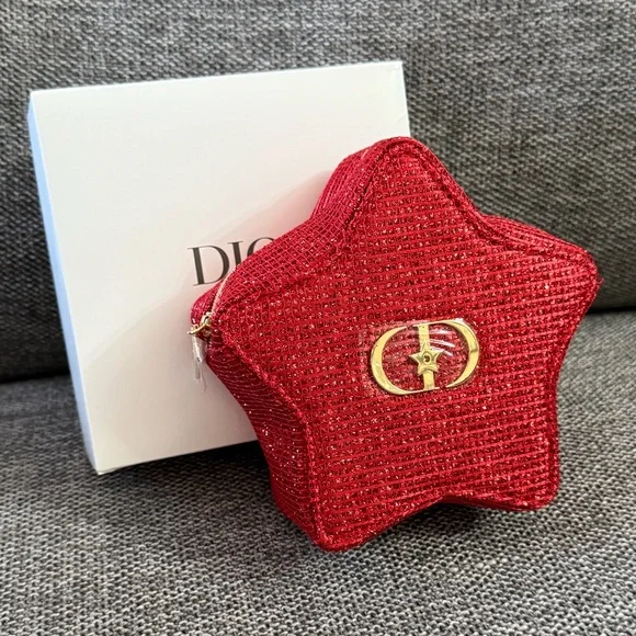 Dior Lunar New Year Red Star Makeup Bag Cosmetic Pouch Mini New Authentic - Picture 1 of 17